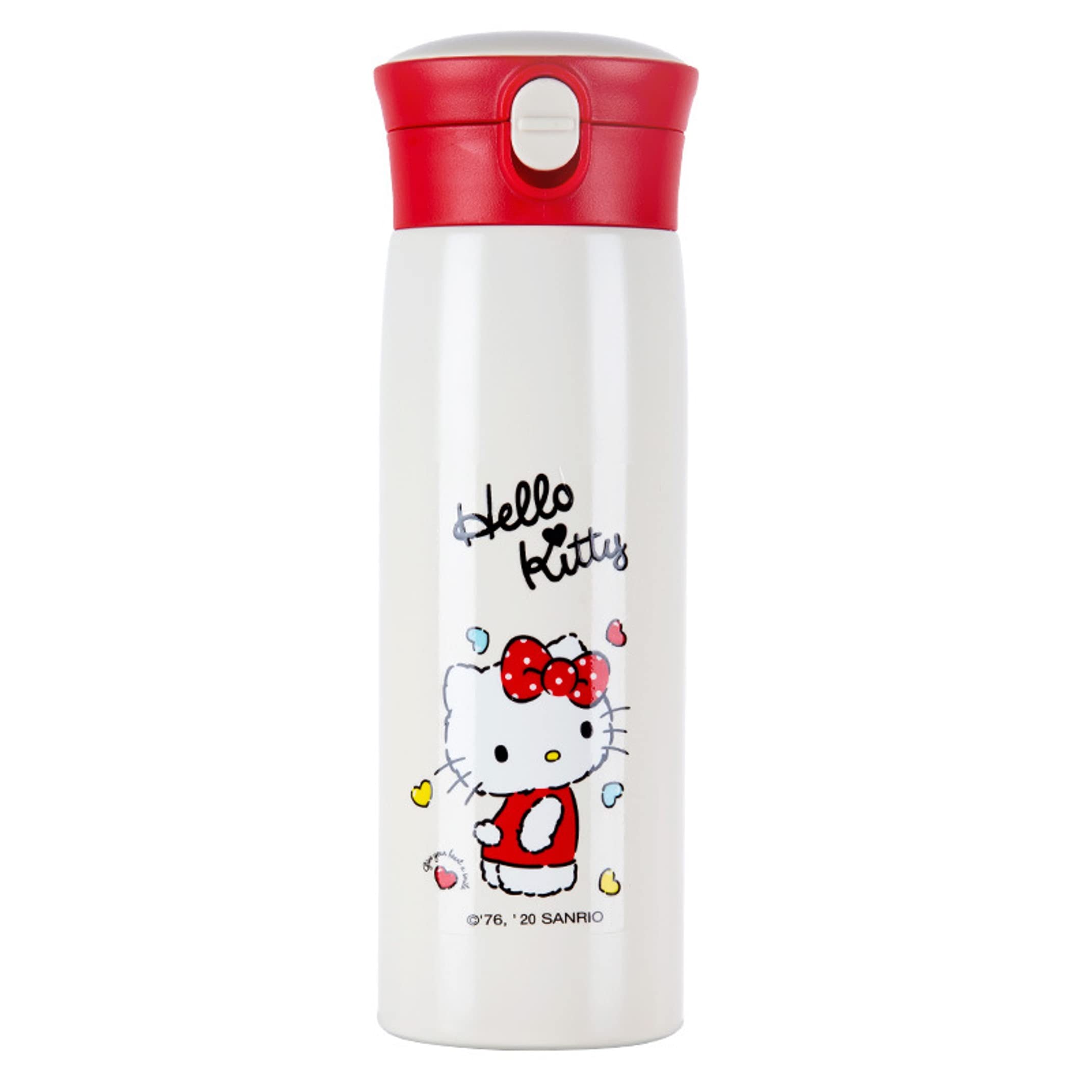 Sanrio Hello Kitty Stainless Steel Insulated Water Bottle - 16oz Leakproof Thermos for Kids & Adults - Keeps Drinks Hot/Cold for 24 Hours - Perfect for School, Work, Gym & Outdoor Activities (Red)