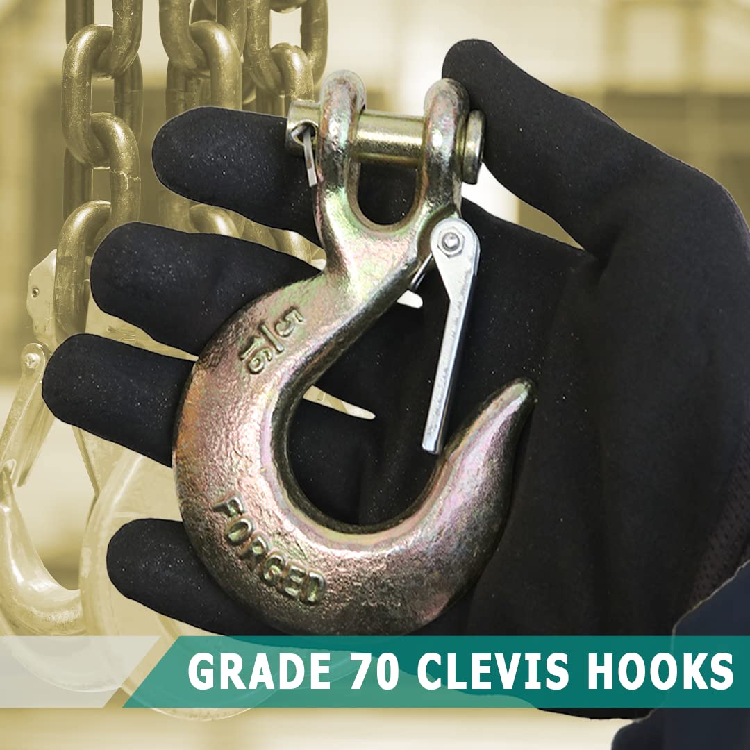 5/16” x 35” Trailer Safety Chains - 2 Pack Grade 70 Transport Chain with Clevis Hooks for Towing, Boat Trailers & Utility Hauling - Heavy Duty Vehicle Accessories