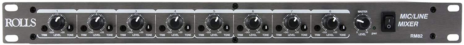 Rolls RM82 Professional 8-Channel Mic/Line Audio Mixer - Perfect for Live Performances, Studio Recording & Podcasting