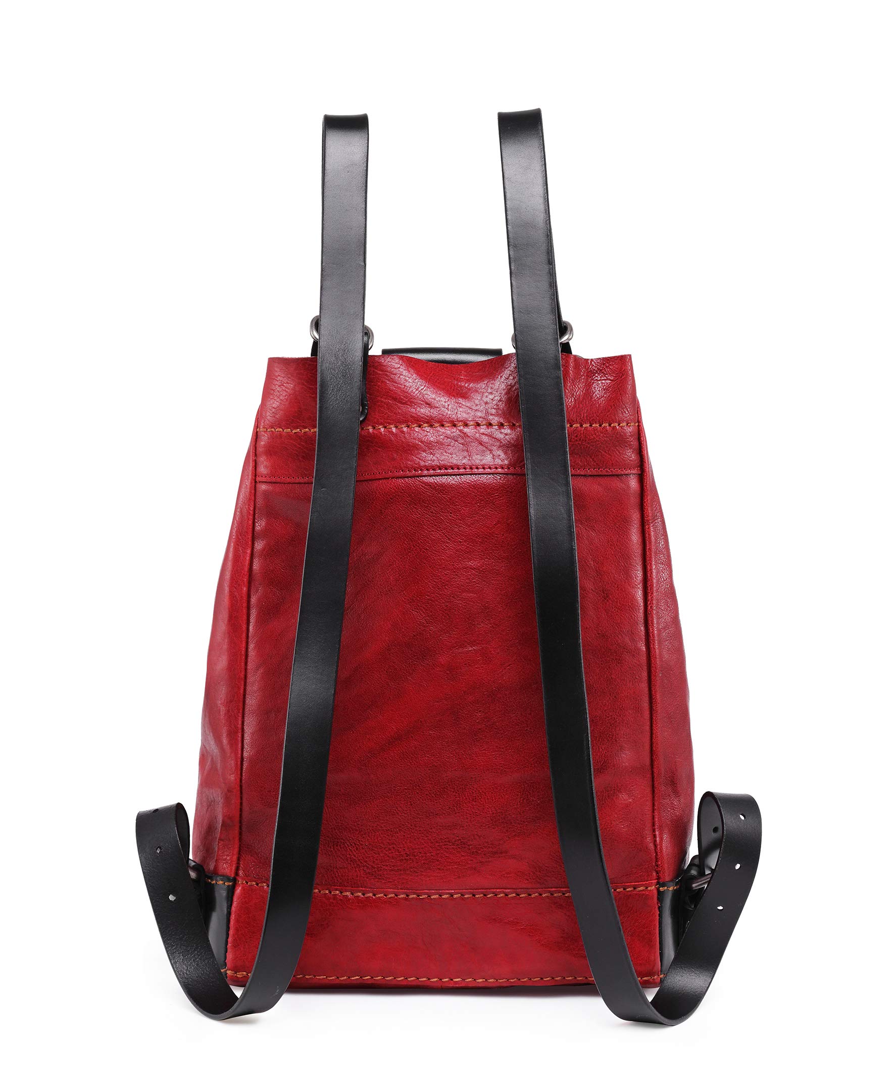 **Genuine Leather Stars Align Bucket Backpack for Women - Stylish Rose & Black Crossbody Bag - Perfect for Travel, Work, and Everyday Use**