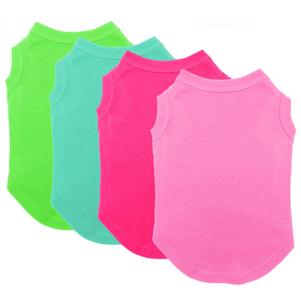 Chol&Vivi 4-Pack Blank Dog T-Shirts for Extra Small, Small, Medium, Large & XL Puppies - Soft Cotton Pet Clothes for Daily Wear, Grooming, Photos & Special Occasions