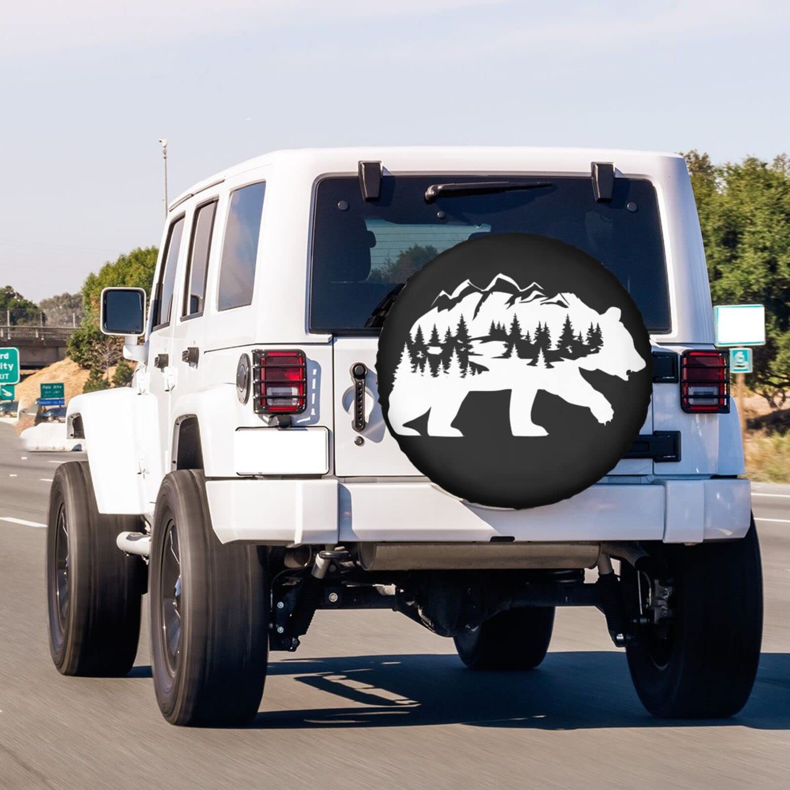 Bear Fantasy Mountains Spare Tire Cover - 15 Inch Dust-Proof Wheel Protector for Trailers, RVs, SUVs | Outdoor Adventure & Camping Accessory