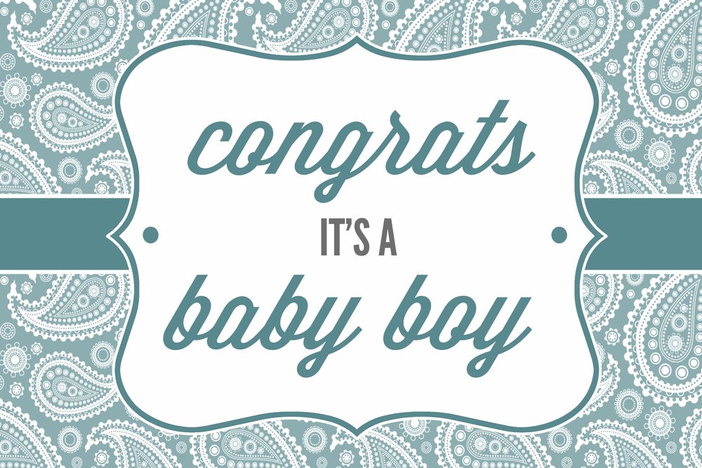 12x18 Gallery Quality Metal Art - 'Congrats It's a Baby Boy' Aluminum Wall Decor for Nursery, Baby Shower Gift & Gender Reveal Party Decoration