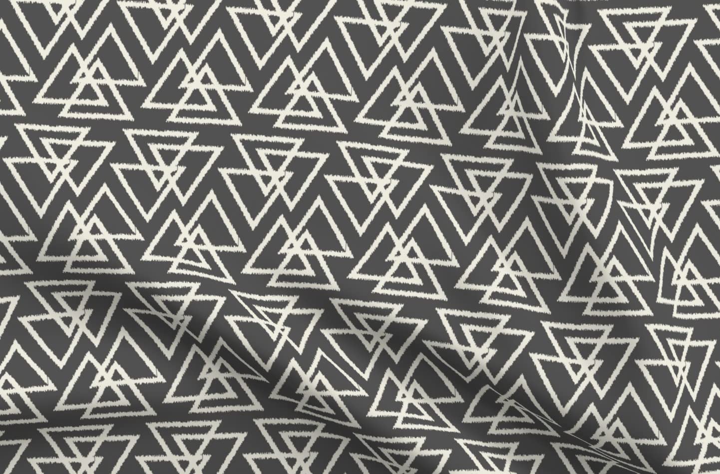 Triangles Dark Gray Cream Modern Geometric Black Printed Minky Fabric Fat Quarter - Soft Plush Fabric for Sewing Baby Blankets, Quilt Backing & DIY Plush Toys - Perfect for Nursery Decor & Handmade Gifts
