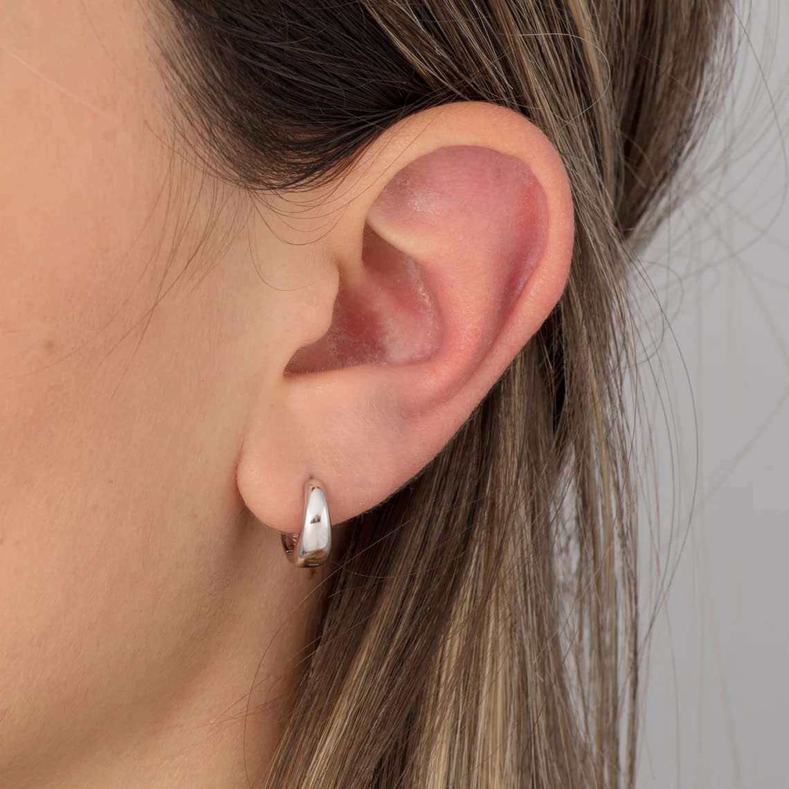 Chunky 925 Sterling Silver & 14k Gold Plated Hoop Earrings for Women - Everyday Wear Huggie Earrings | Perfect for Work, Dating & Special Occasions