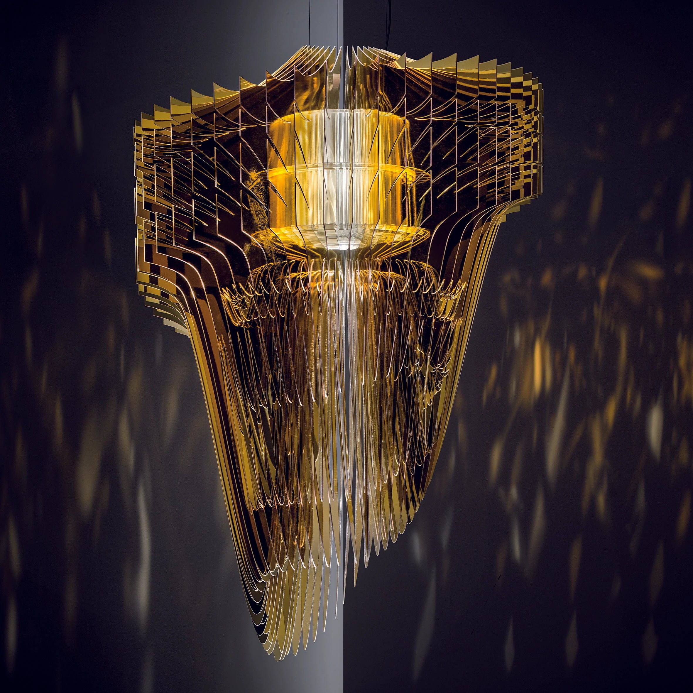 Aria Gold Suspension Lamp - Modern Hanging Pendant Light for Dining Room, Kitchen Island & Bedroom Decor