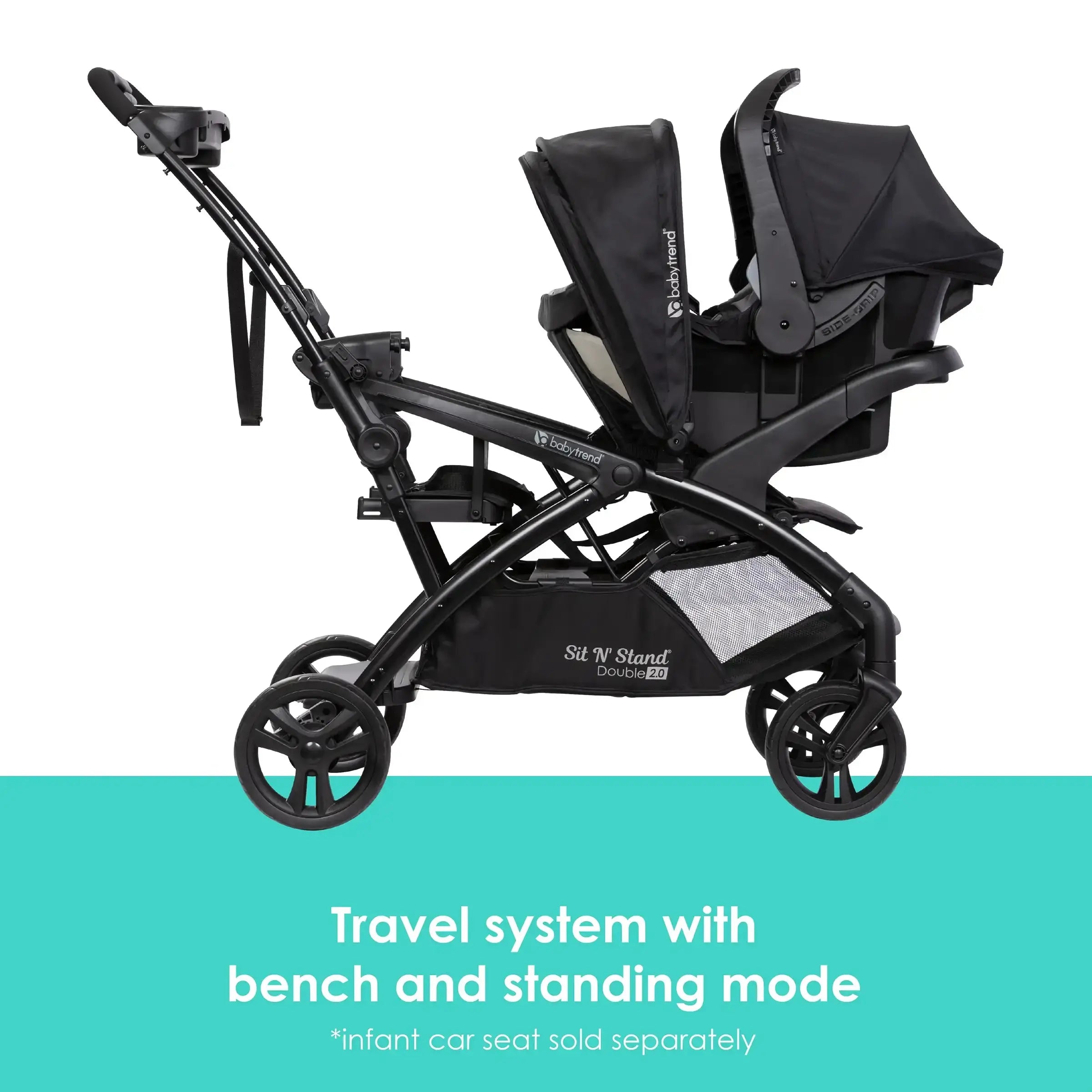 Sit N' Stand® Double 2.0 Stroller - Lightweight Tandem Baby Stroller with Adjustable Seat, Desert Tan (Walmart Exclusive) - Perfect for Twins, Siblings & Everyday Use at Parks, Malls & Travel