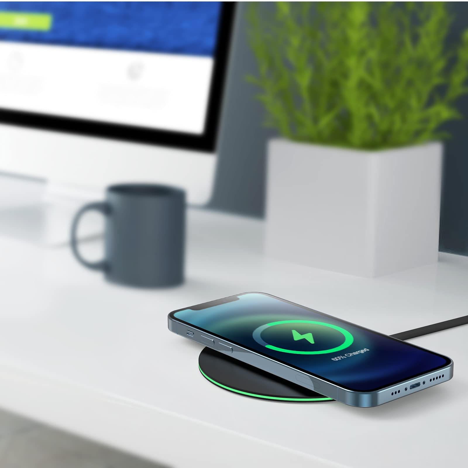 UrbanX 15W Fast Wireless Charger for Samsung Galaxy S8 Plus - Qi Certified, Faster & Stable Charging, Compatible with Most Cases (No AC Adapter Included) - Perfect for Home, Office & Travel Charging