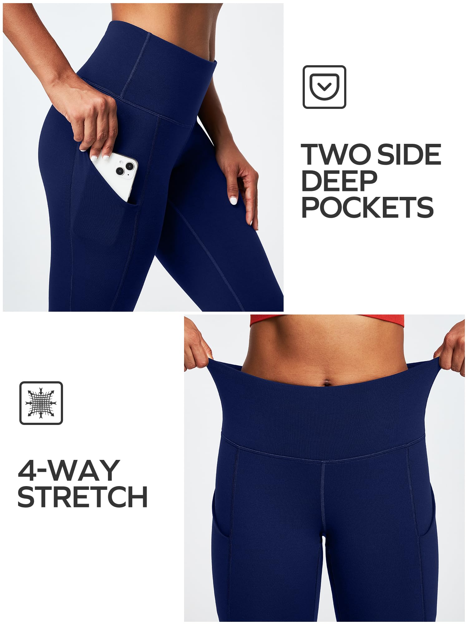 Ewedoos Women's Fleece Lined Leggings with Pockets - Thermal Winter Warm High Waisted Yoga Pants for Workout & Outdoor Activities - Perfect for Running, Hiking, and Cold Weather Comfort