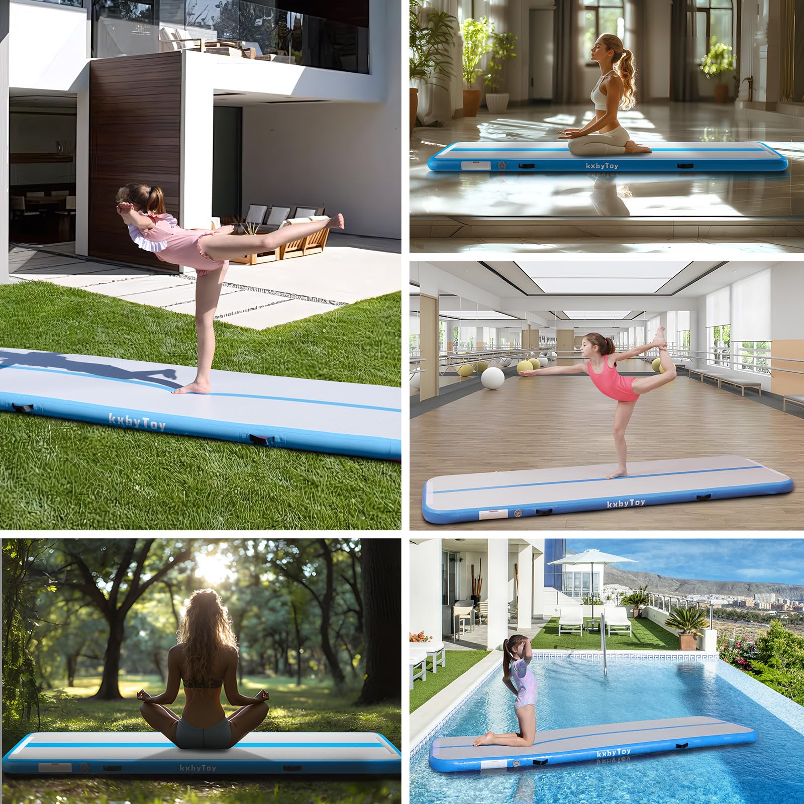 **4-Inch Thick Inflatable Air Mat Tumble Track for Gymnastics, Cheerleading, Yoga & Home Training – 10/13/16/20ft with Electric Pump – Perfect for Indoor Practice, Fitness & Kids Play**
