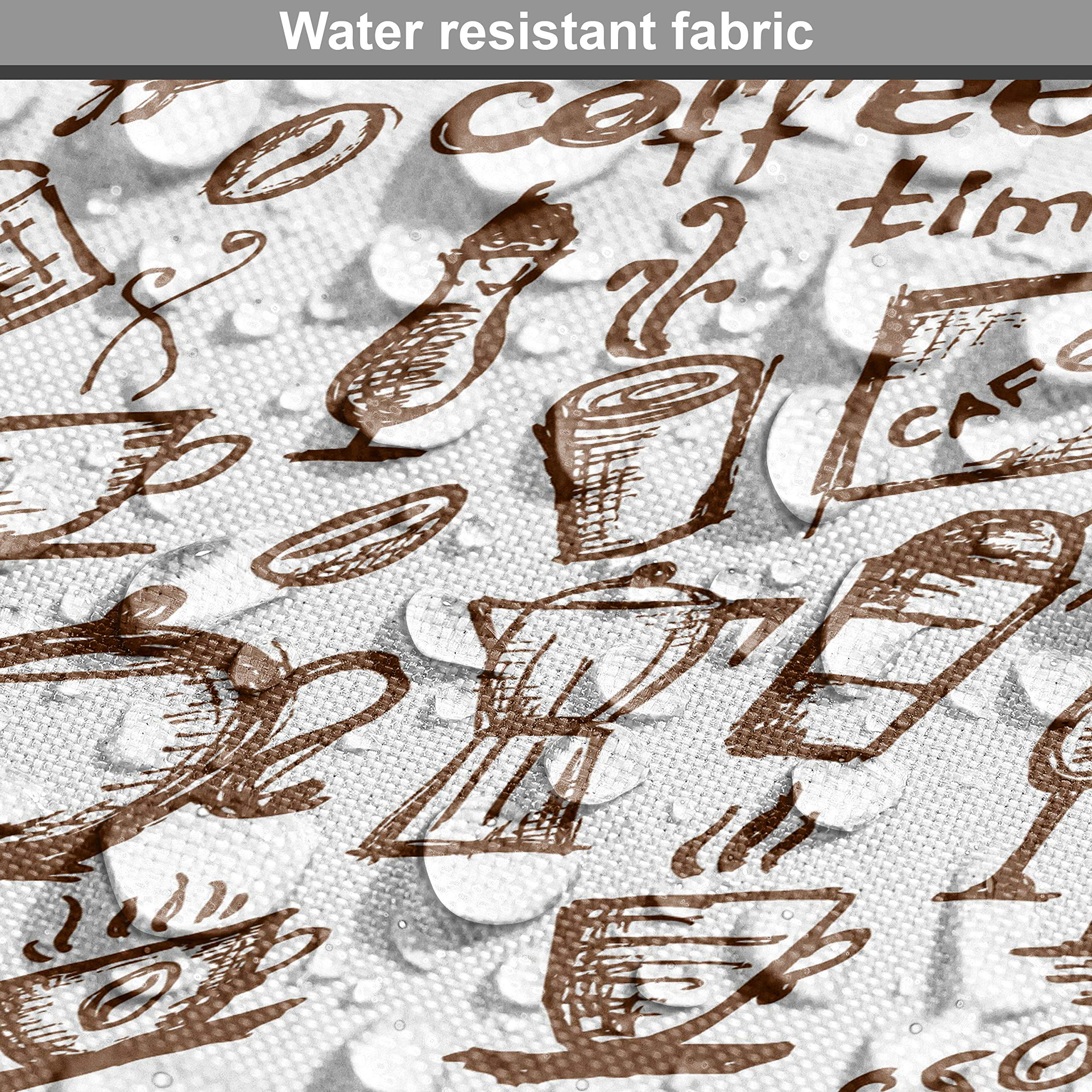 Ambesonne Coffee Fabric by The Yard - Brown & White Monochrome Print with Coffee Cups, Hearts & Banner Design - 10 Yards Upholstery Fabric for DIY Home Decor, Curtains, Tablecloths & Craft Projects - Perfect for Coffee Shops, Kitchen Decor & Gift Wrapping
