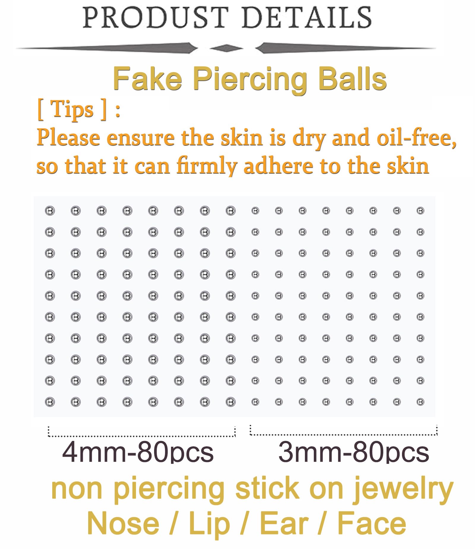 MODRSA Fake Piercings - Non-Piercing Face, Nose, Lip, Eyebrow & Septum Rings & Studs - Stick On Face Gems & Hair Jewelry for Parties, Cosplay & Everyday Fashion Accessories