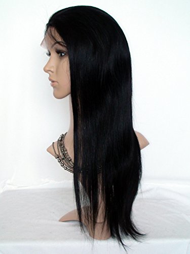 14-Inch Full Lace Human Hair Wig - 100% Peruvian Virgin Remy Hair, Natural Straight #1 Color, Under $100 | Perfect for Daily Wear, Cosplay & Special Occasions