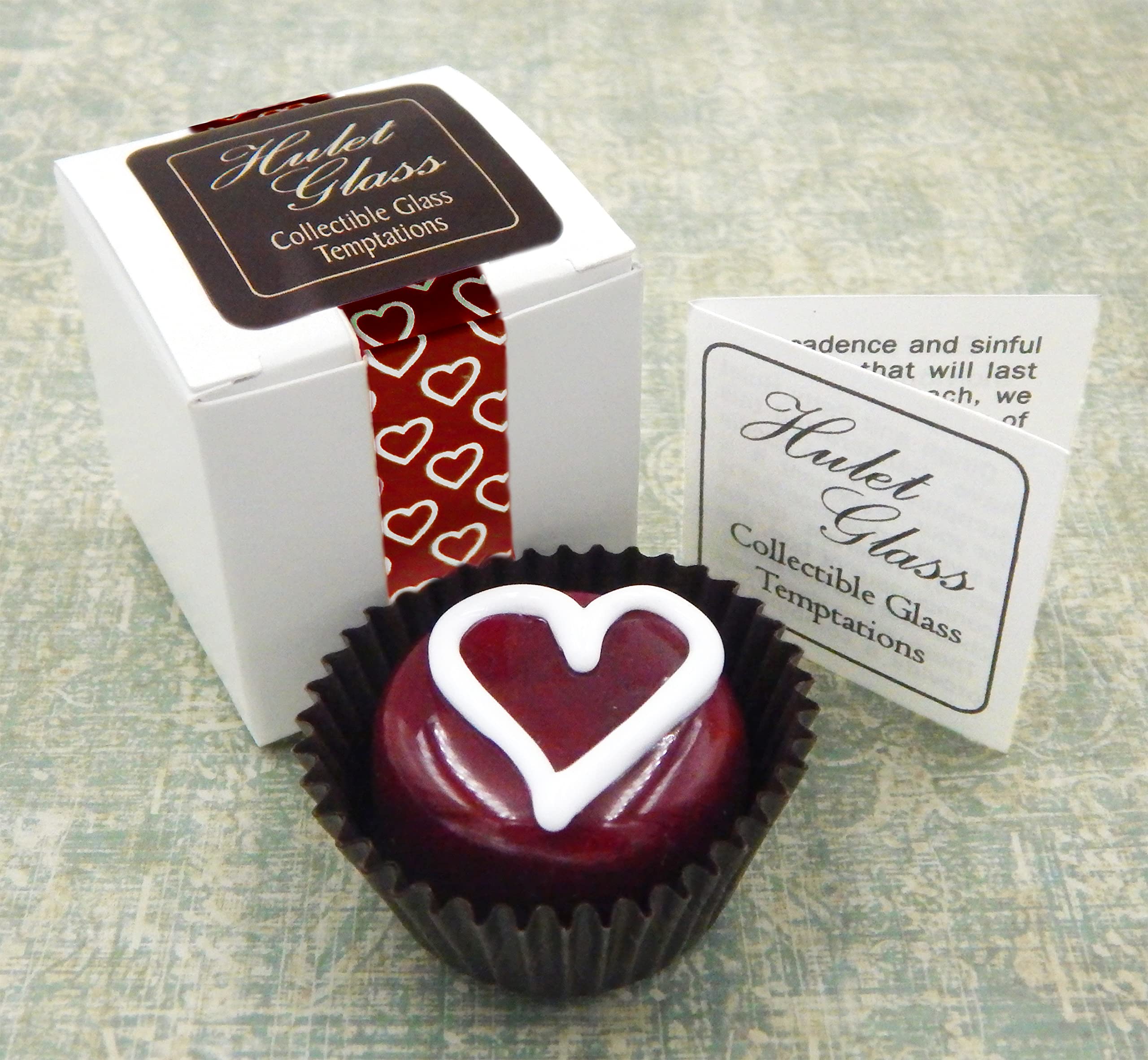 Collectible Glass Chocolate with Sweet Line Heart - Elegant Home Décor Gift (Cherry with White Chocolate Heart) | Perfect for Valentine's Day, Anniversary, Wedding, and Housewarming Presents