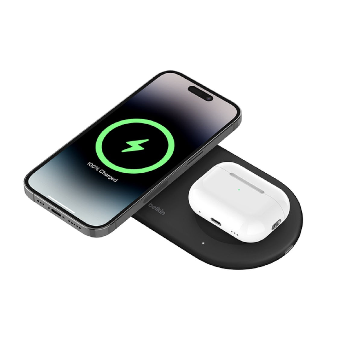 Belkin BoostCharge Pro Qi2 15W 2-in-1 Magnetic Wireless Charging Pad - Fast Charging for iPhone & Android - Perfect for Home, Office & Travel
