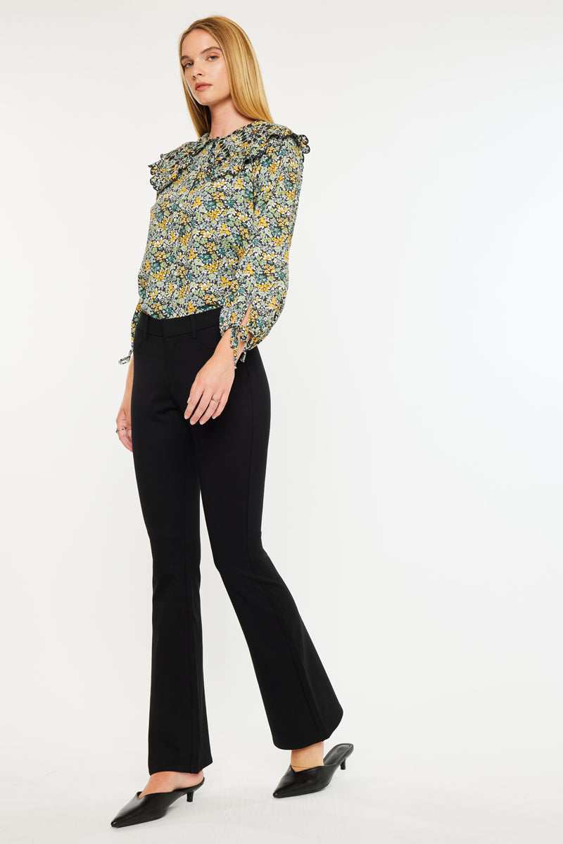 Ally Mid Rise Ponte Bootcut Pants for Women - Comfortable Stretch Work Pants for Office & Business Casual Wear
