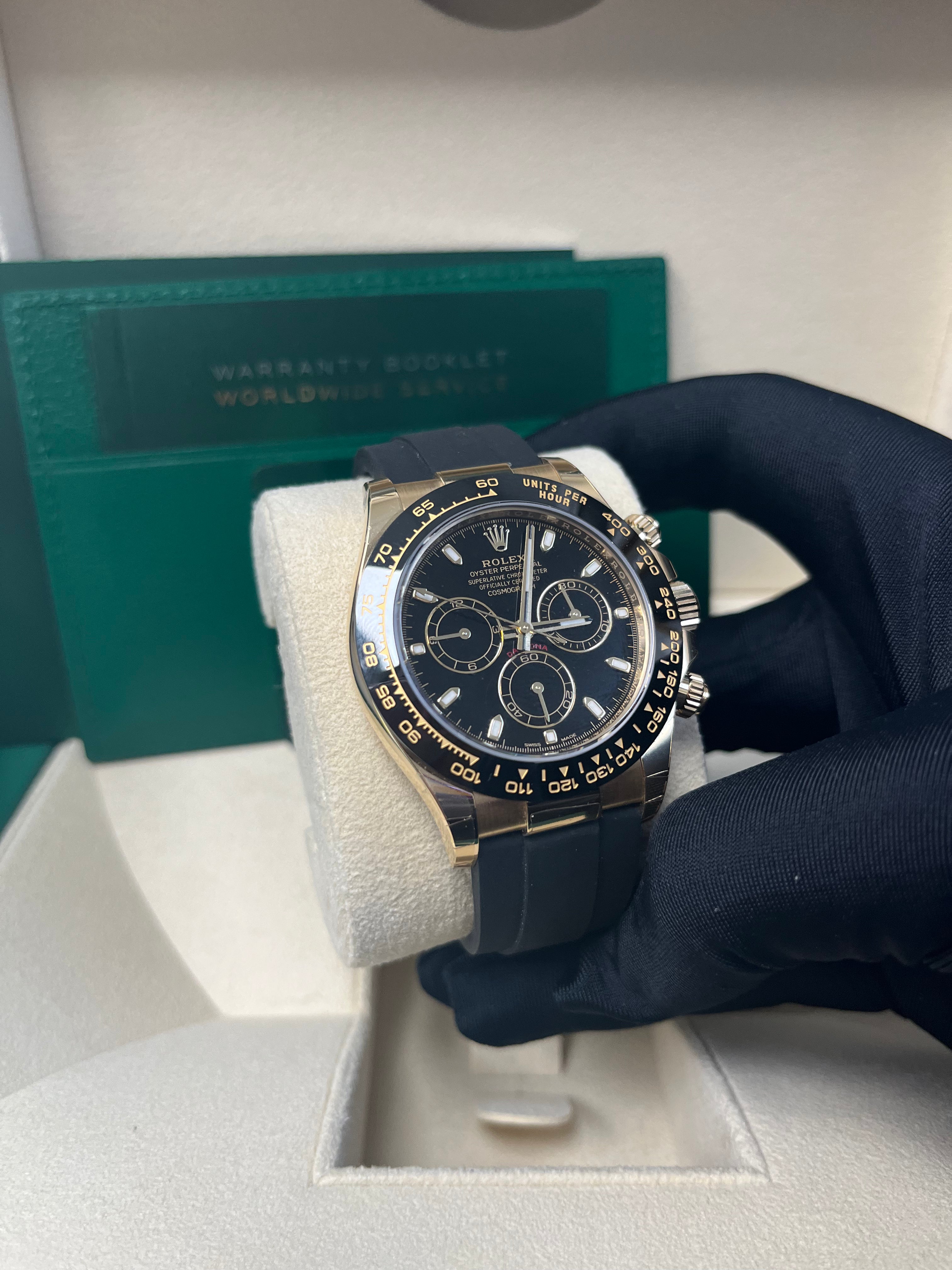 Rolex Daytona 40mm Yellow Gold Men's Watch - Black Index Dial & Oysterflex Strap 116518LN | Luxury Sports Chronograph for Racing Enthusiasts & Collectors