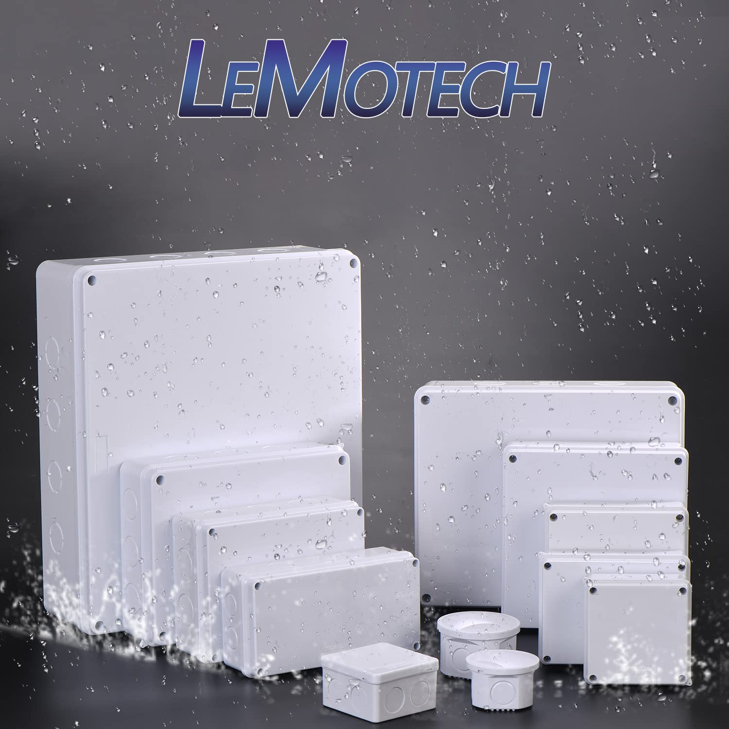 LeMotech IP65 Waterproof Junction Box - 10 x 7.9 x 3.1 Inch ABS Plastic Electrical Enclosure for Outdoor Electronics - Dustproof Project Box for Wiring, Solar Panels & Home Automation