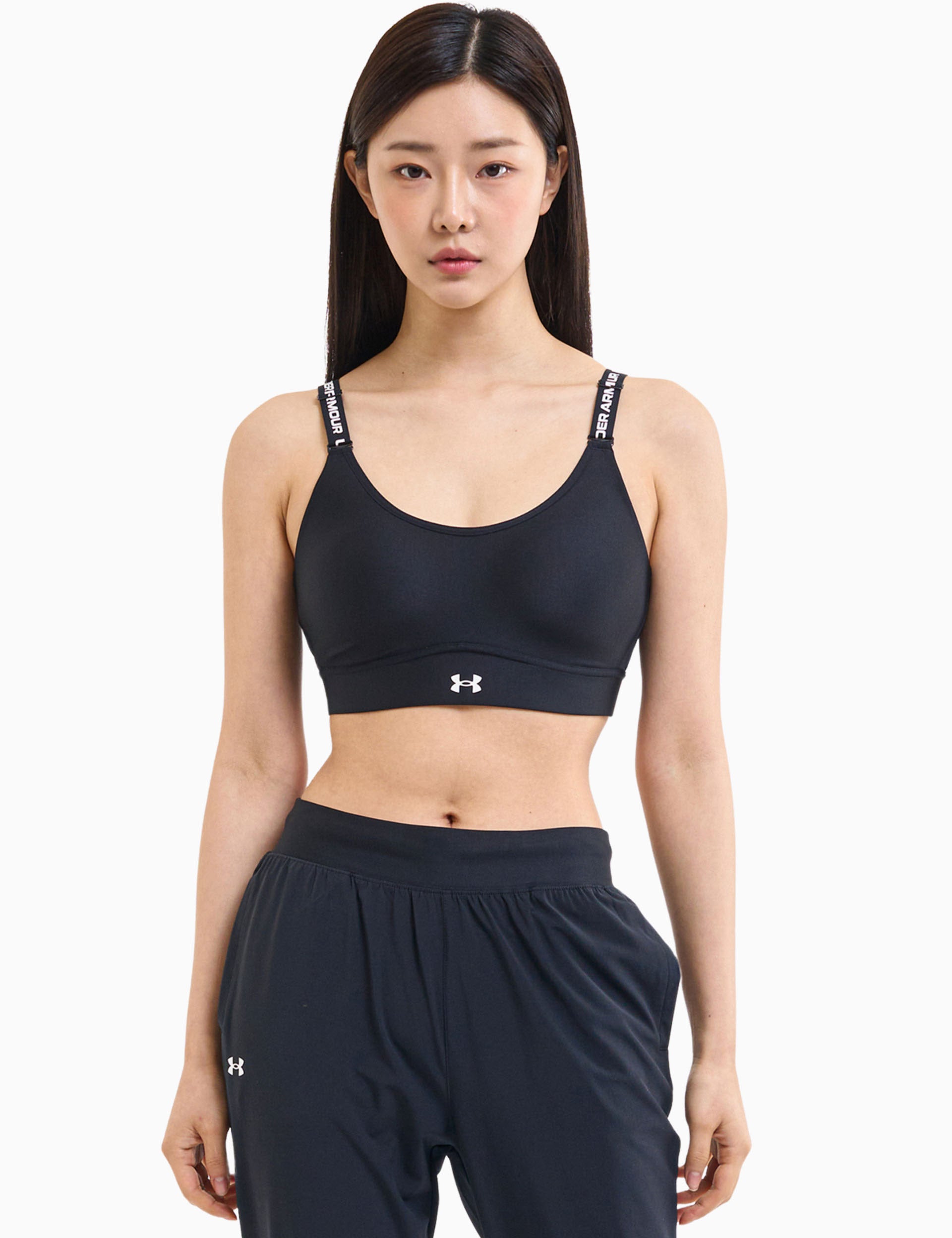 Infinity 2.0 Mid Impact Sports Bra for Women - Breathable Workout Top in Black/White - Perfect for Running, Yoga & Gym Training