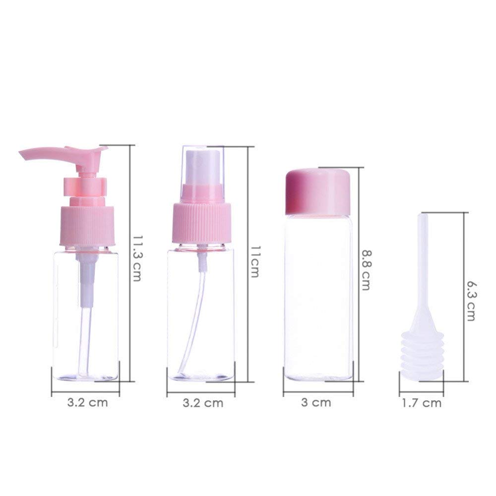 Zollyss 6-Piece Clear Plastic Refillable Travel Toiletry Spray Bottles Set with Zippered Pouch - Leakproof Cosmetic Containers for Shampoo, Lotion & Essential Oils - Perfect for Air Travel, Gym & Vacation