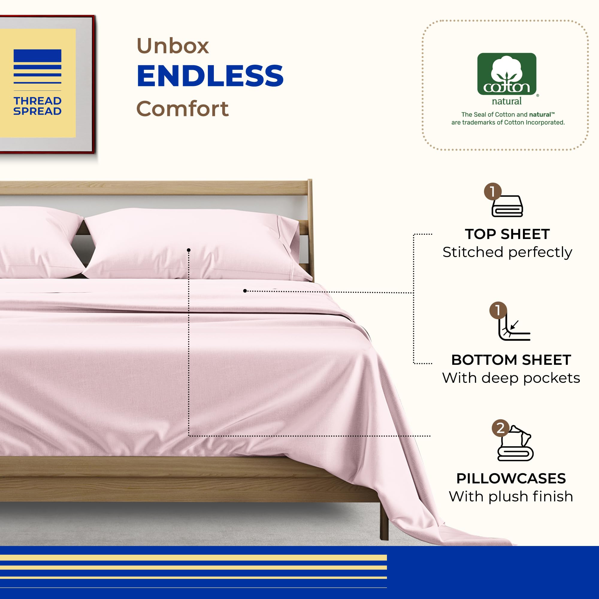 Premium 1000 Thread Count Egyptian Cotton King Size Bed Sheet Set - 4 Piece Sateen Weave with 16