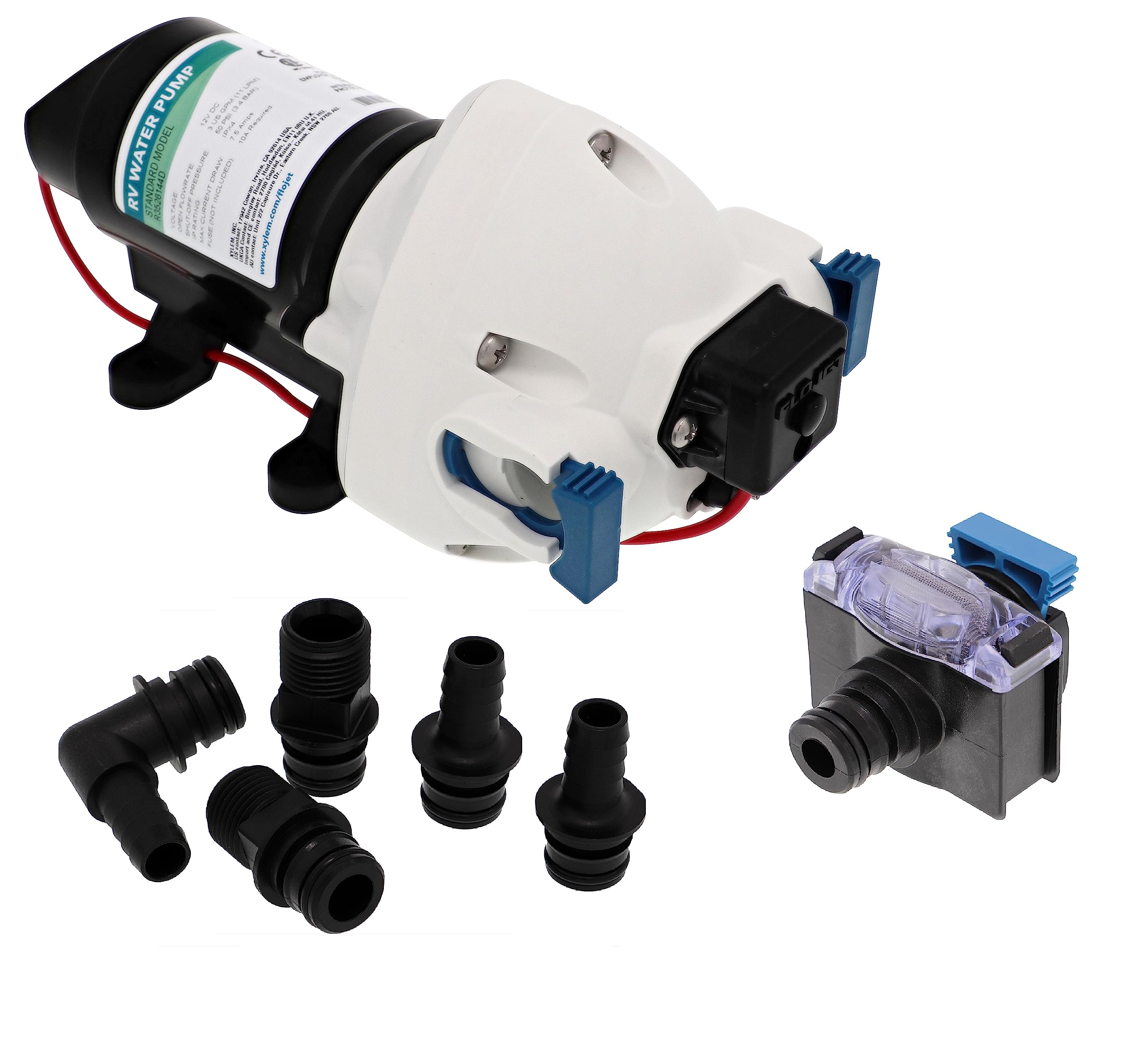 Flojet R3526144D RV Water Pump - 3.0 GPM, 12V DC, 45 PSI - Replacement Water Pump for RVs, Campers & Trailers - Ideal for Shower, Sink & Toilet Water Supply