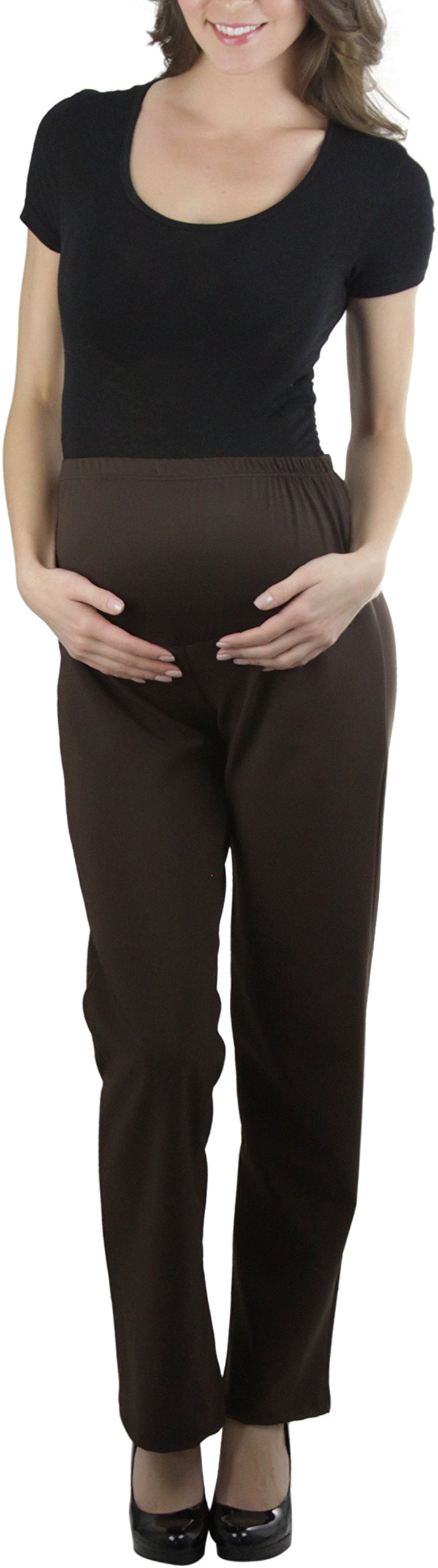 ToBeInStyle Women's Stretchy Maternity Dress Pants with Contrast Waistband - Comfortable Pregnancy Work Pants for Office & Business Casual Wear