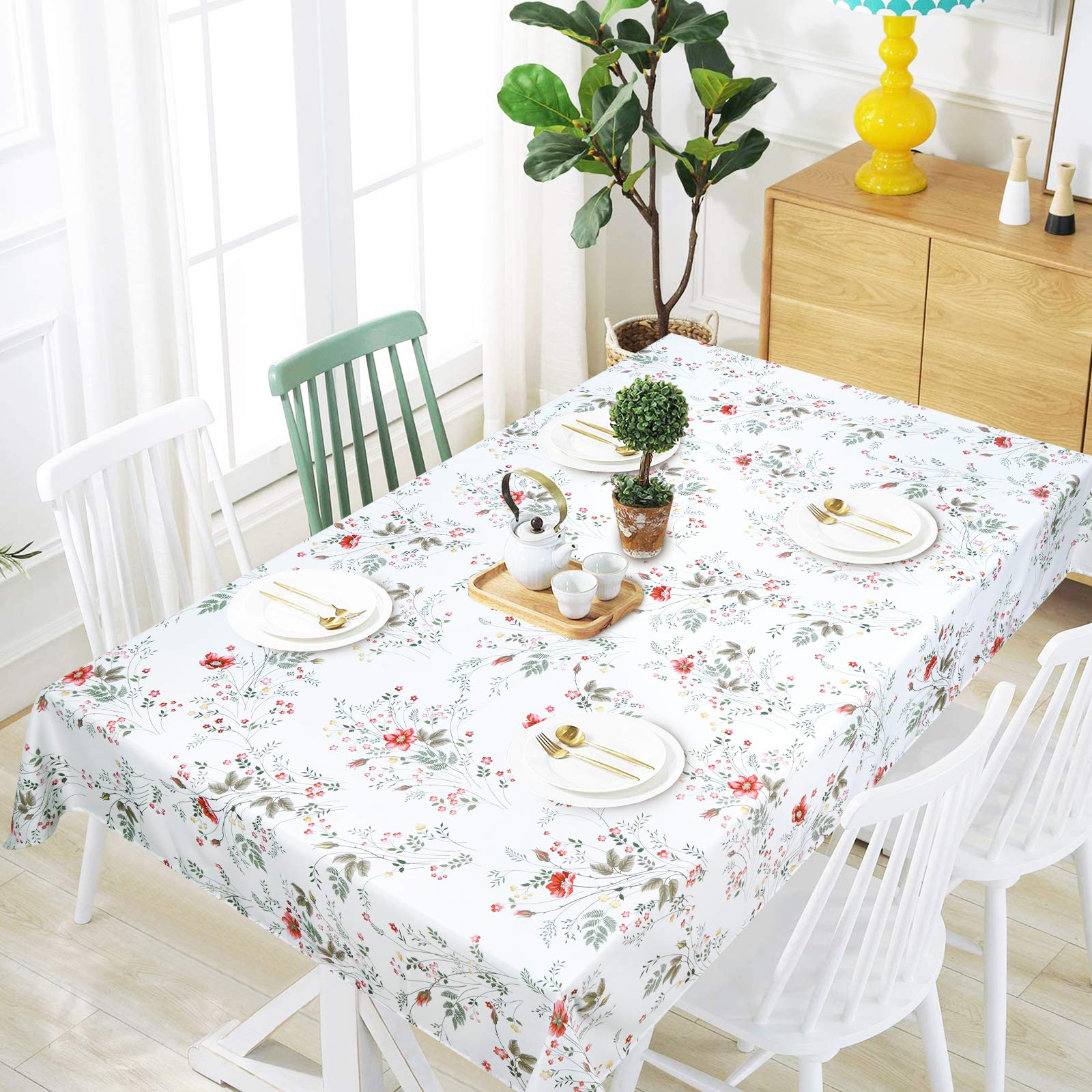 ASPMIZ Floral Tablecloth - Waterproof Wrinkle-Free Wild Flower Table Cover for Spring & Summer | 60x120 Inch Rectangle for Outdoor Picnic, Camping, Party, Kitchen & Dining Room Decor | Perfect for Garden Parties, BBQs & Holiday Gatherings