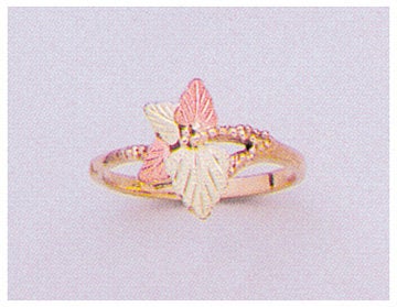 10kt Three Tone Gold Red & Green Leaves Blank Ring - Size 5-8 - Prospector Gold Setting 643 609 - Perfect for Jewelry Making, Wedding Bands & Unique Gifts