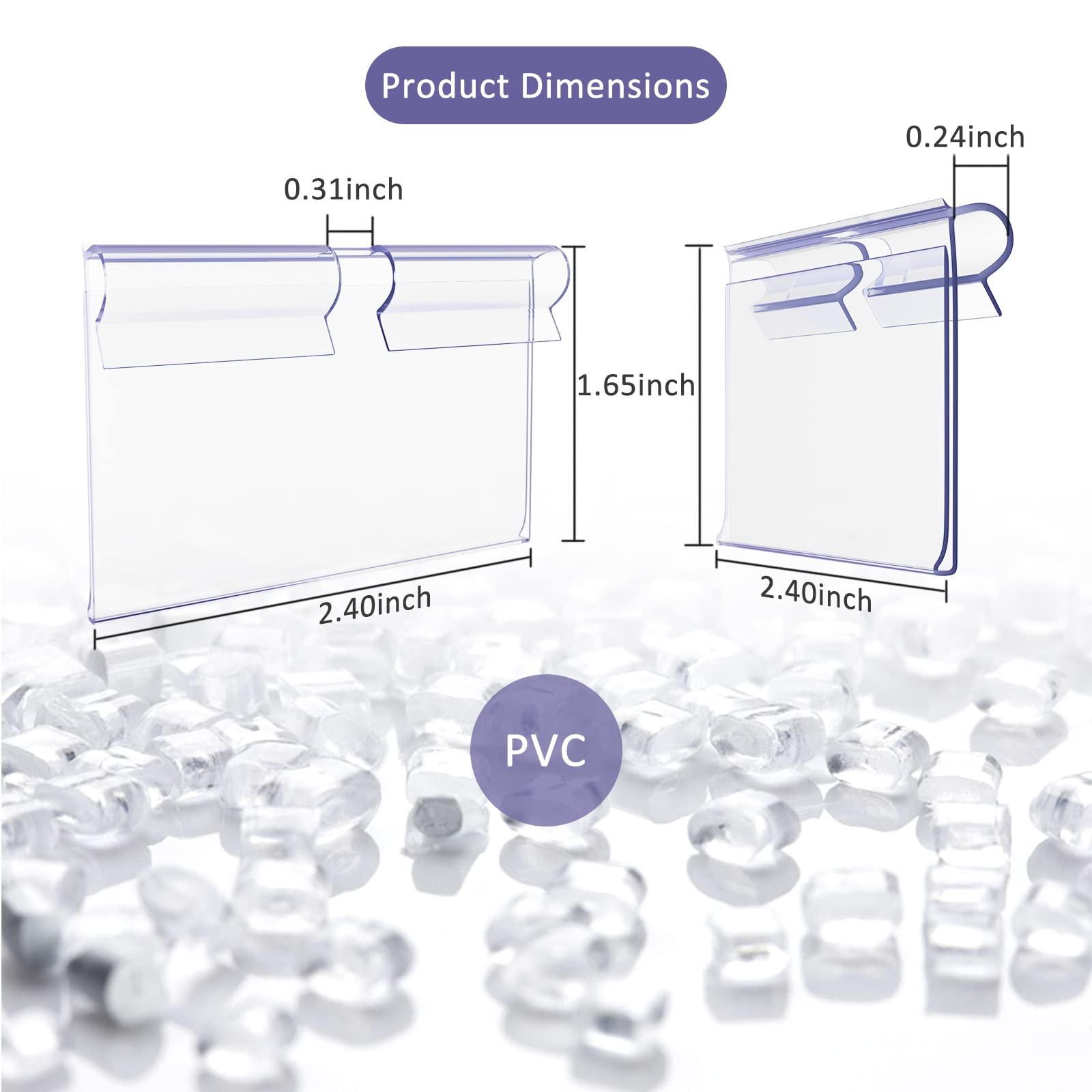 60PCS Clear Plastic Storage Bin Label Clips with 80 Extra Label Papers - 6X4.2CM Wire Shelf, Basket & Closet Organizers for Pantry, Fabric Cubes & Cloth Bins - Perfect for Home, Office & Classroom Organization