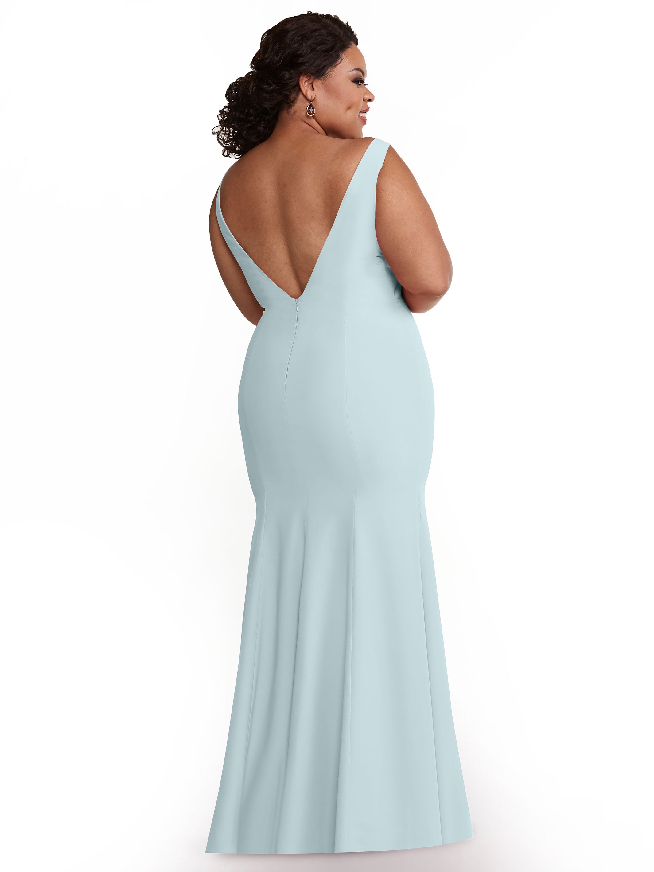 Elegant 83010 Mermaid Stretch Chiffon Bridesmaid Dress with Plunging V-Neckline - Perfect for Beach Weddings, Formal Events & Evening Parties