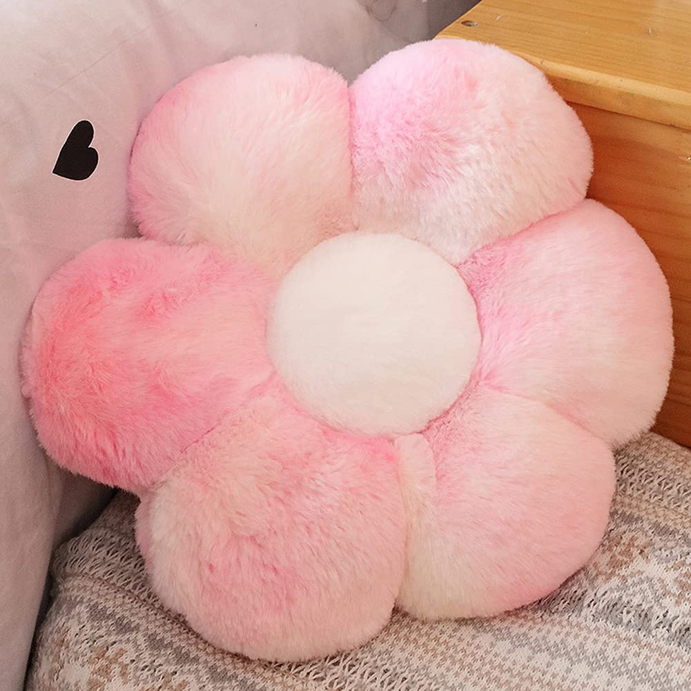 Lannery Floral Plush Throw Pillows - 19.7 Inch Soft Flower Floor Cushion for Living Room, Bedroom Decor | Comfortable Seating Pillow for Reading, Watching TV, and Relaxation | Pink Home Decorative Accent (Set of 2)