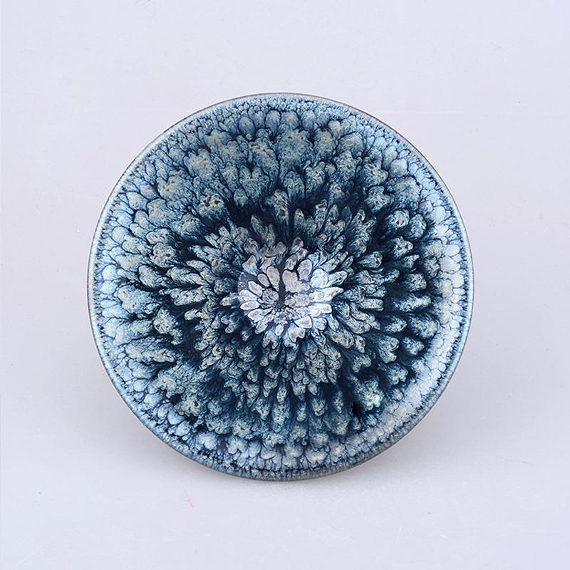 Premium Jianzhan (Tenmoku) Tea Bowls - Handcrafted Jian Ware Ceramic Tea Cups with Floral Harmony Design - Perfect for Japanese Tea Ceremony, Matcha Drinking & Zen Meditation