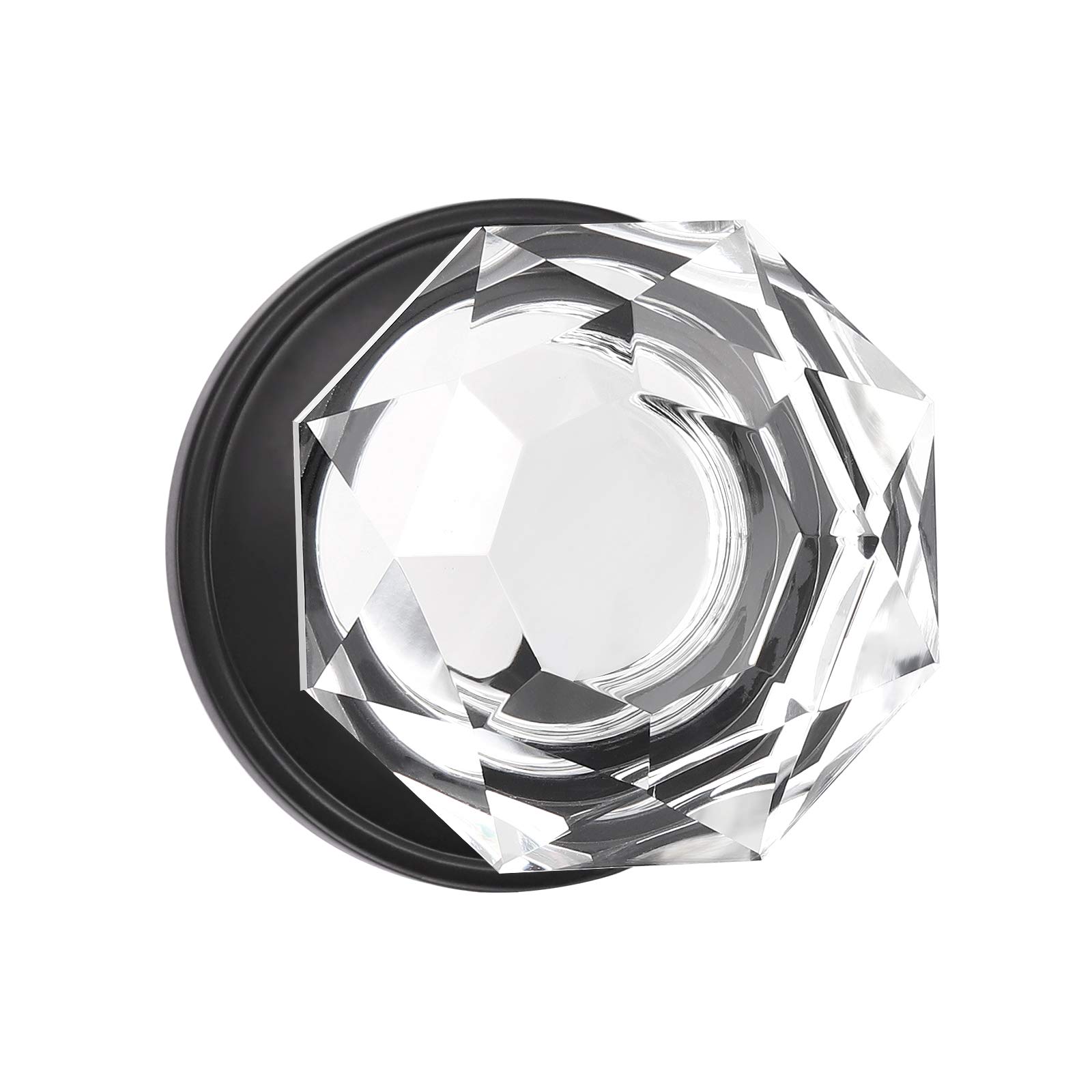 KNOBWELL 10-Pack Classic Crystal Rosette Door Knobs - Matte Black Passage Hall & Closet Knob Set for Interior Doors | Perfect for Bedrooms, Bathrooms & Cabinets