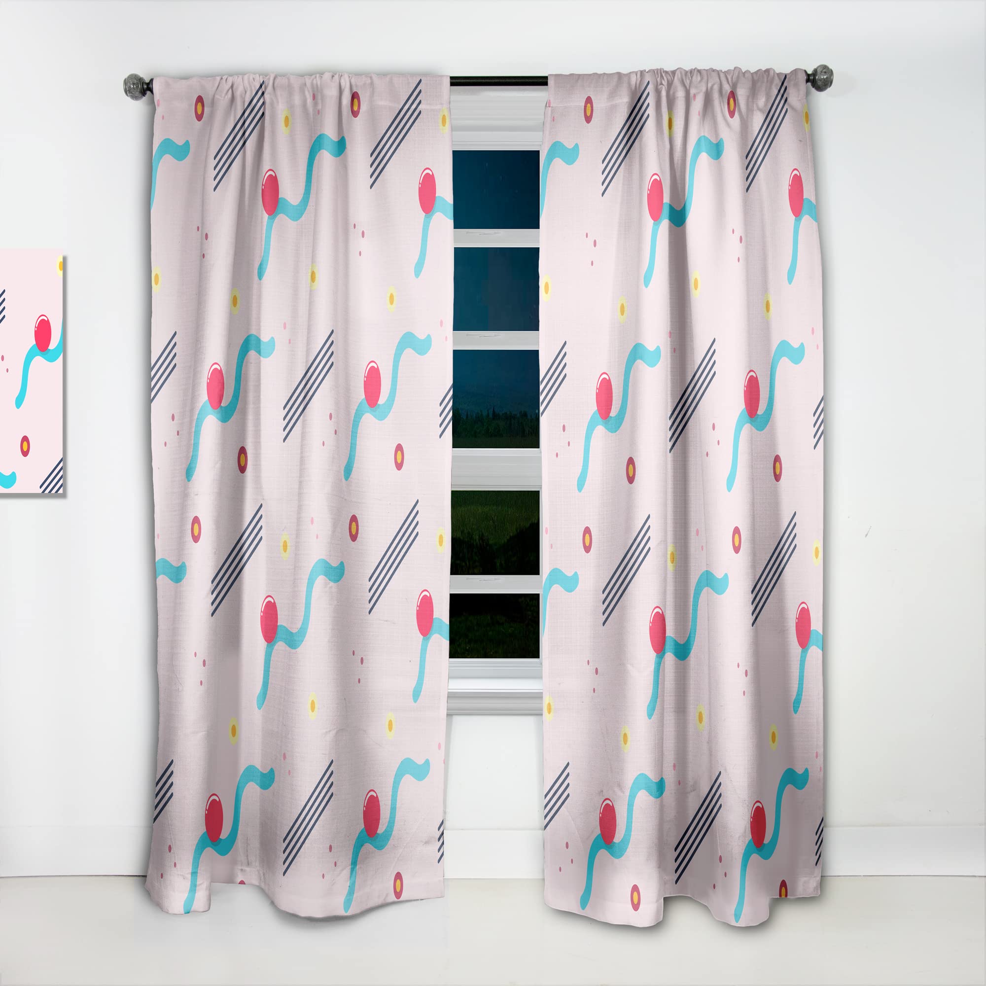 Retro Geometric Abstract Pattern III Thermal Insulated Curtains - 52x84 Inch Single Panel for Bedroom & Living Room - Perfect for Home Decor, Blackout Drapes & Energy Saving