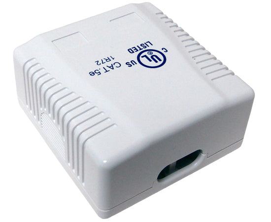 CAT5E Surface Mount Box - 1 Port or 2 Port Pre-Wired Ethernet Wall Plate - Universal White Network Enclosure for Home & Office Wiring