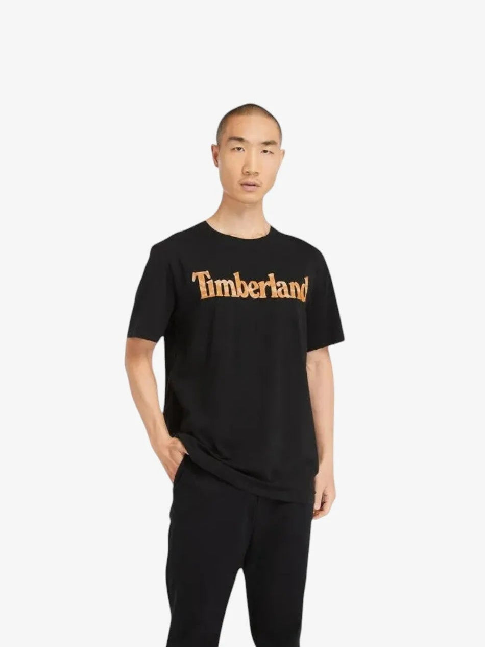 Timberland Wordmark Camo Black T-Shirt for Men - Comfortable Casual Wear for Outdoor Adventures & Everyday Style