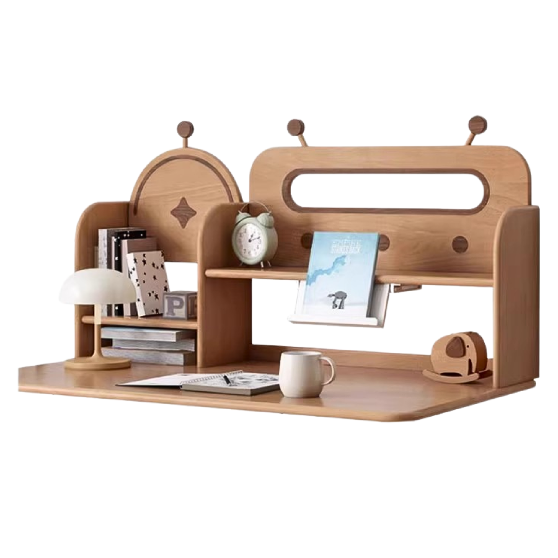 45.7x7.1x24 inch/ 116x18x61сm/ Natural Wood Color/ Beech solid wood robot desk shelf