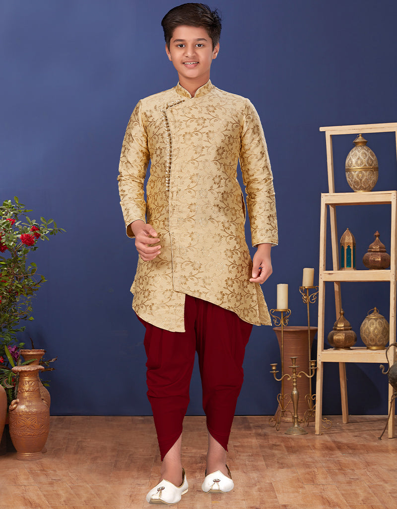 Premium Beige Kurta Pajama Set for Men - 100% Heavy Silk Comfort Wear - Perfect for Festivals, Weddings & Relaxing at Home
