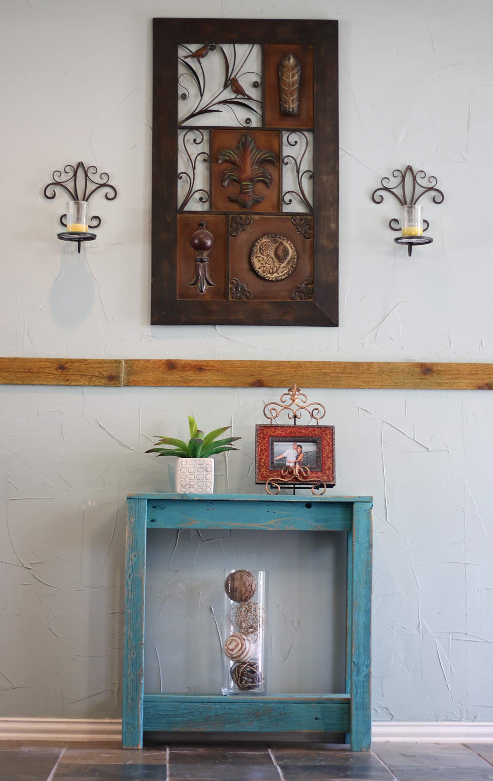 Doug and Cristy Designs Turquoise Small Entry Console Table - Elegant Narrow Hallway Furniture for Foyer, Living Room & Apartment Decor
