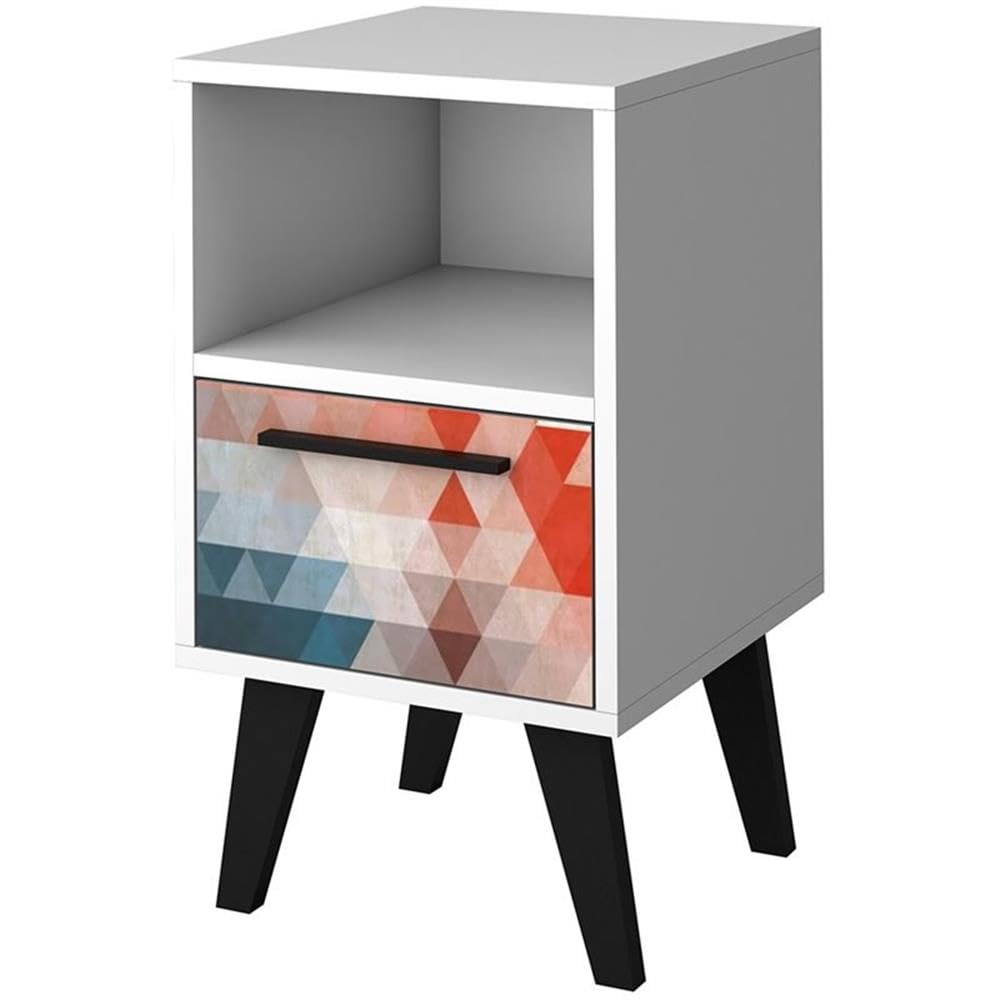 1-Drawer Modern Engineered Wood Nightstand in Multi-Color - Stylish Bedside Table for Bedroom, Living Room & Office - Compact Storage Solution with Sleek Design