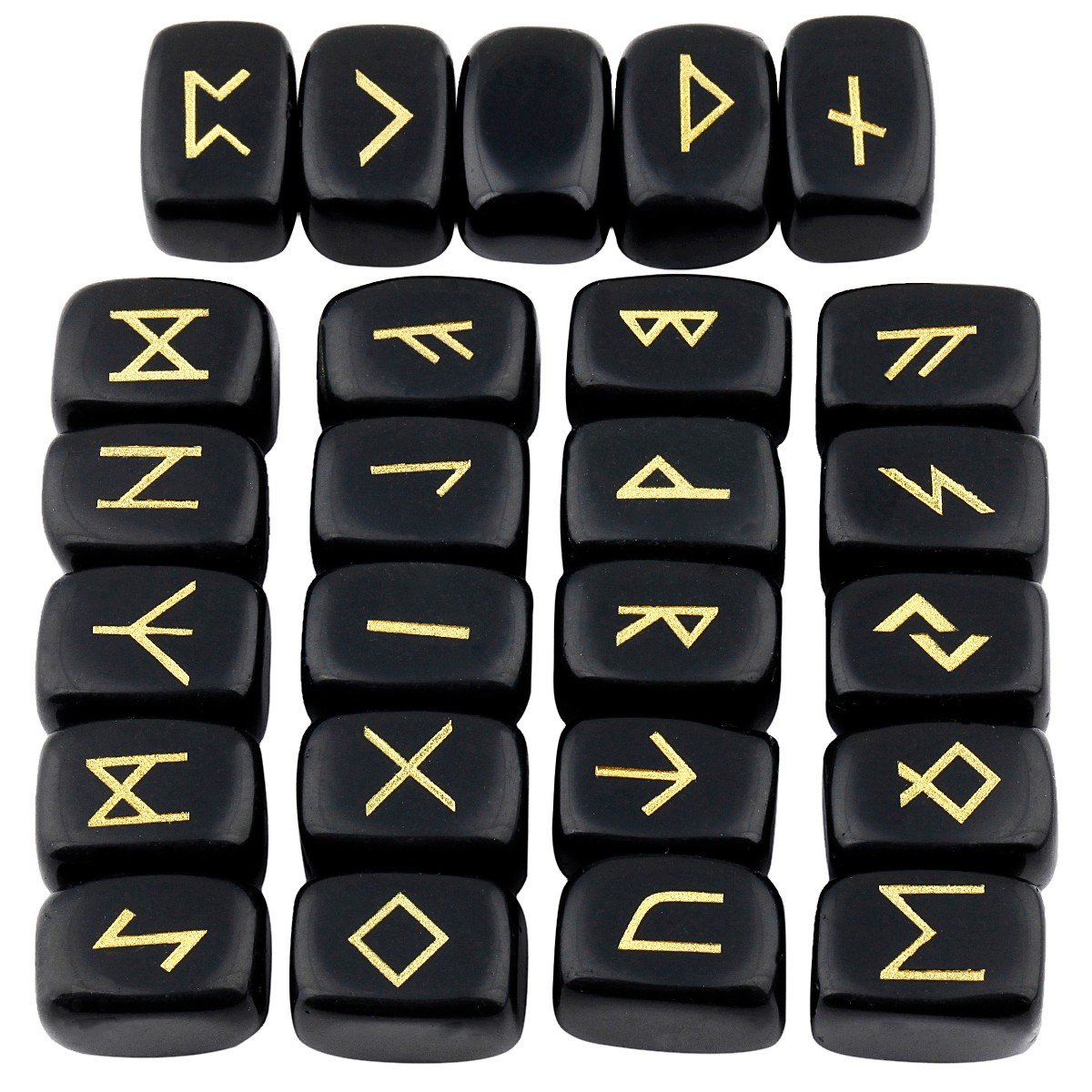 MookaiteDecor Rune Stones Set - 2 Piece Elder Futhark Alphabet Crystal & 13 PCS Obsidian Witches Runes with Gypsy Symbols for Divination, Meditation, and Spiritual Healing | Perfect for Wiccan, Pagan, and Witchcraft Practices