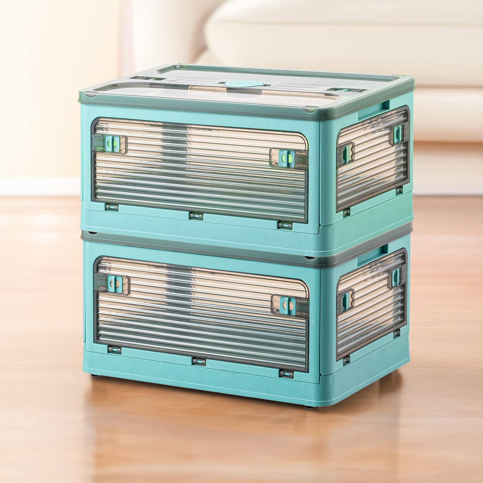 Lucky Monet 89QT Stackable Storage Bins with Lids - Clear Plastic Organizer for Closet, Office & Home