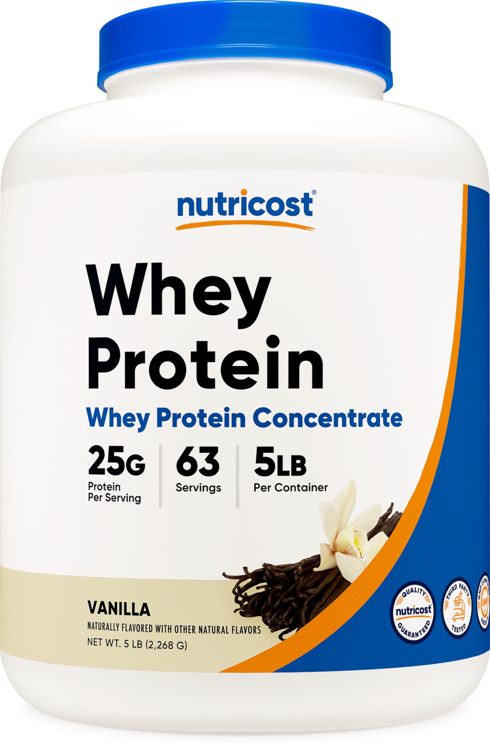 Nutricost Vanilla Whey Protein Powder - 5lb Whey Protein Concentrate for Muscle Recovery & Post-Workout Nutrition | Gym Supplement for Athletes & Fitness Enthusiasts