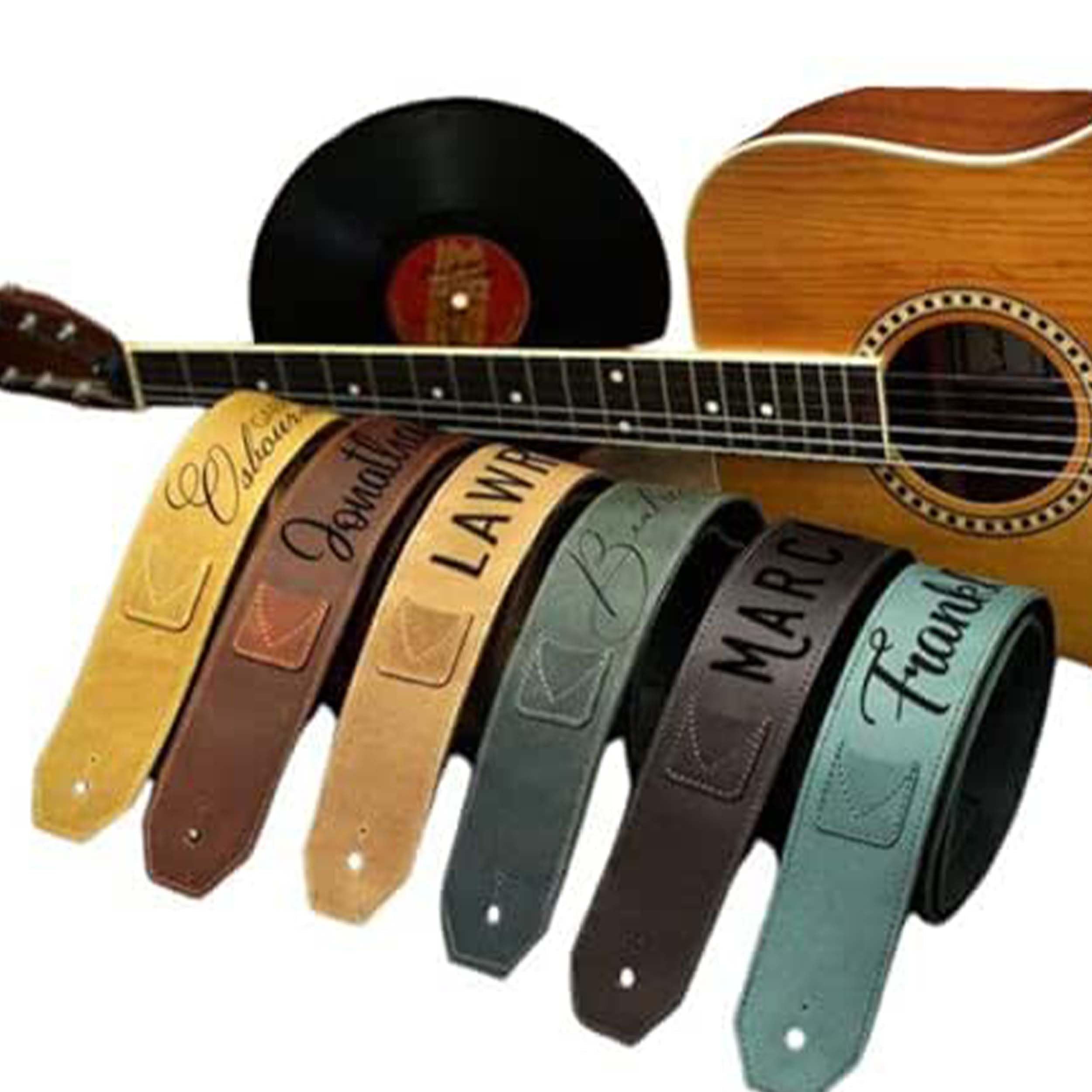 Custom Engraved Leather Guitar Strap - Personalized Name & Design 2.3