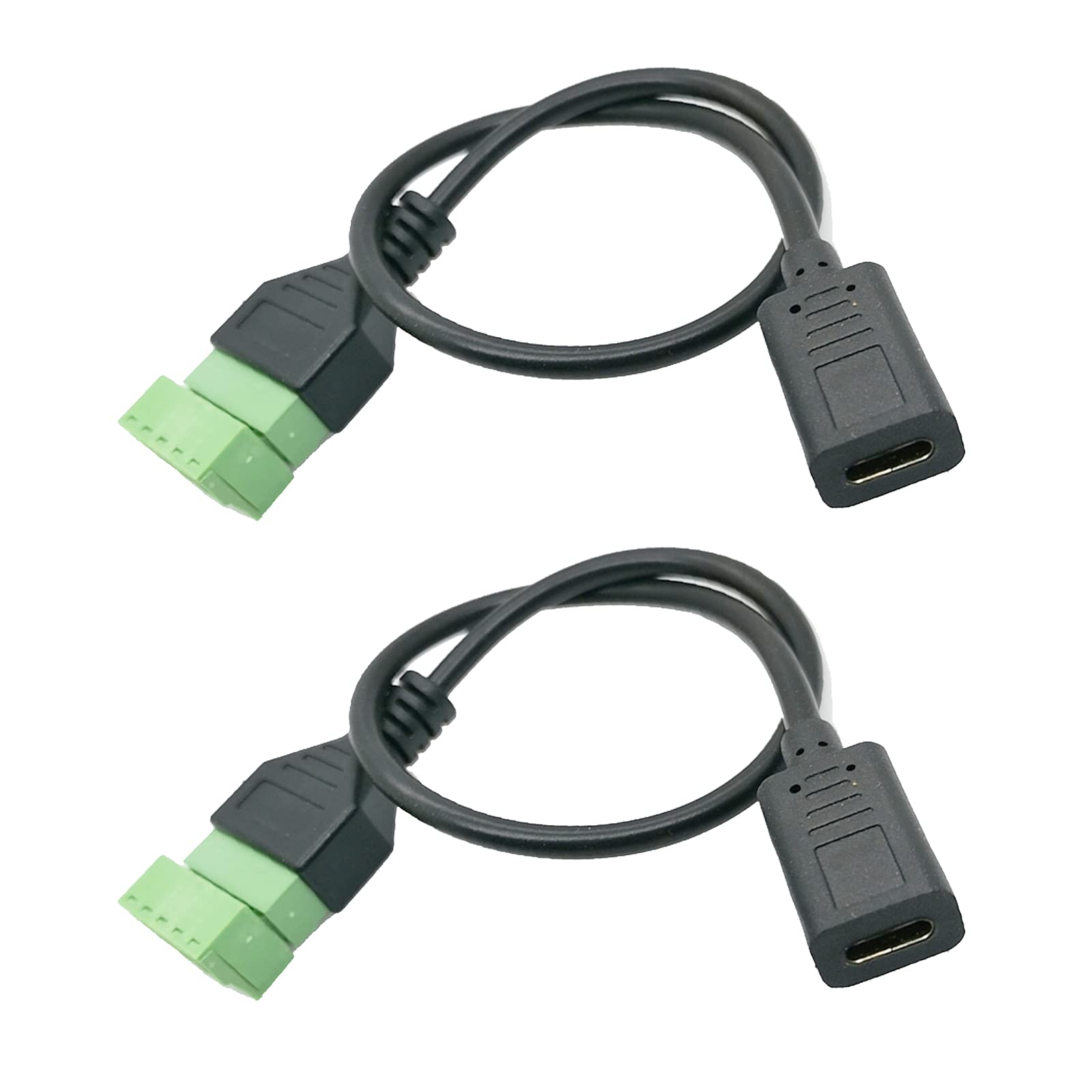 2Packs 1ft USB Type-C Screw Terminal Block Connector - USB C to 5 Pin Screw Terminal Data Extension Cable with Screwdriver (USB C Female) - Perfect for DIY Electronics, Arduino Projects, and Industrial Control Wiring