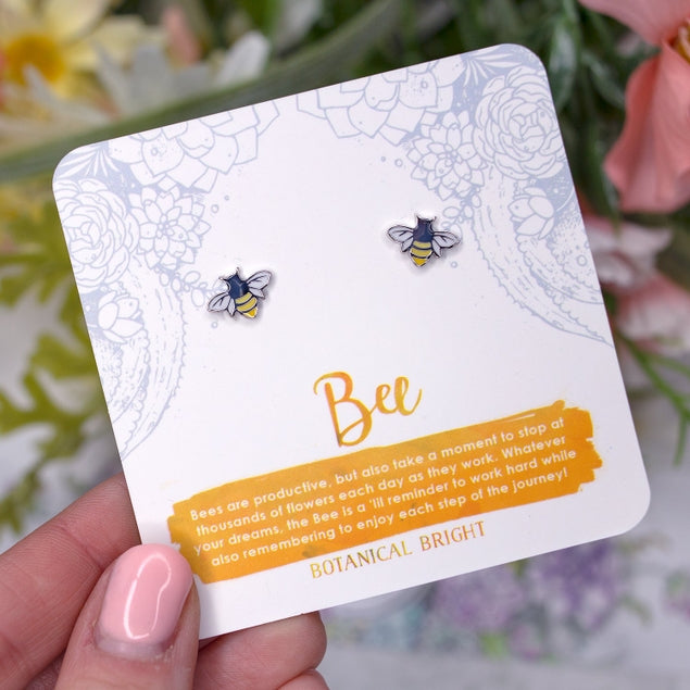 Bee Stud Earrings for Women - Sterling Silver Dainty Floral Earrings - Perfect for Everyday Wear, Gifts & Special Occasions