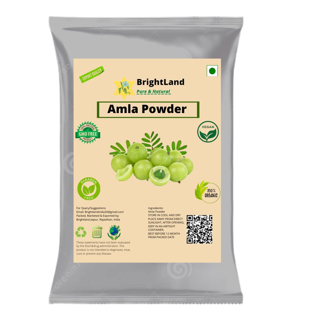 Brightland Multani Mitti Clay Powder with Sandalwood, Orange Peel, Neem, Rose & Herbs - 40g Each (400g Total) | Natural Face Mask & Hair Treatment for Glowing Skin & Strong Hair | DIY Beauty & Ayurvedic Care