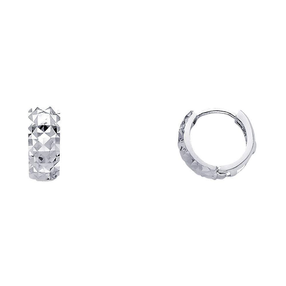 14K White Gold Sparkle Cut Hugging Earrings for Women - 12x12mm Diamond Stud Earrings - Perfect Gift for Anniversary, Birthday & Valentine's Day - Elegant Jewelry for Parties, Weddings & Special Occasions