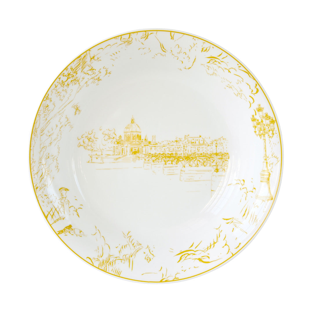 Tout Paris Yellow Vegetable Dish - Elegant French Dinnerware for Home Dining & Entertaining | Perfect for Serving Salads, Side Dishes & Appetizers